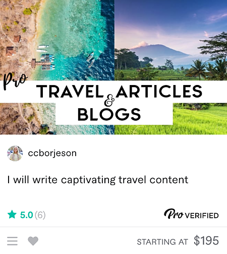 Travel blog writer on Fiverr.com MIN example of a fiverr freelance writer offering their services for travel articles or blogs