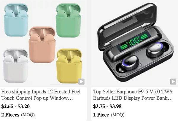 examples of earbuds for ecommerce on alibaba min earbud options on alibaba to start an ecommerce business